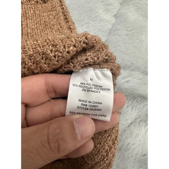 Pink Rose - Women's Brown Sweater Top Long Sleeve V-neck Loose Knit Size Medium - Picture 7 of 7